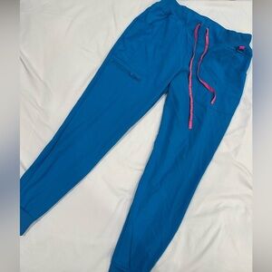 Med Couture Vibrant Blue Joggers with Pink Accents